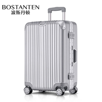 波斯丹顿（BOSTANTEN）20寸拉杆箱耐磨抗摔行李箱万向轮旅行箱登机箱 铝框款银色