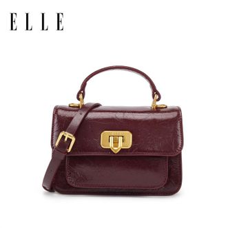 Elle  油蜡牛皮革手提邮差包 高级感斜挎小方包  24691