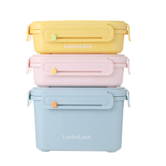 乐扣乐扣（LOCK&amp;LOCK）  密封微波炉适用马卡龙水果便当保鲜盒套装HPP728S3FU 马卡龙 3件套 1.38L 720+330*2