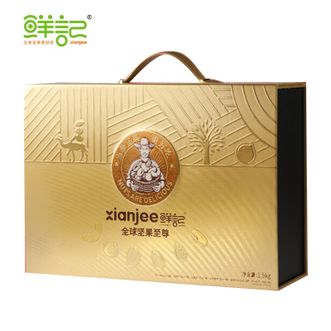鲜记/xianjee  全球坚果至尊炒货礼盒（精致6罐装)1.5kg/盒