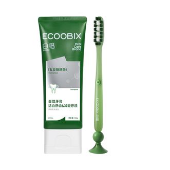 白惜/ecoobix  牙膏龙井味+长头牙刷绿色(茉莉龙井)