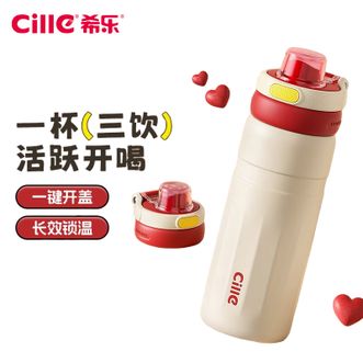 希乐（cille）  保温杯高颜值316不锈钢水杯子学生出游直饮杯便携吸管杯 三色可选560ml