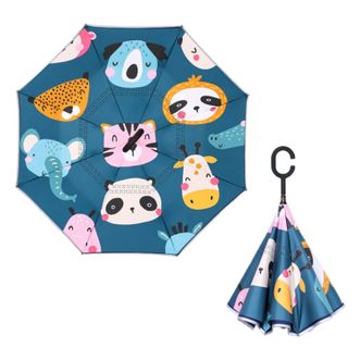 美度MAYDU   创意儿童卡通反向伞加固晴雨伞遮阳直杆太阳伞【动物乐园】