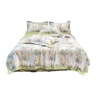 宜恋  简约时尚印花空调被 凉感丝顺滑夏被 200*230cm贝加尔绿AJF