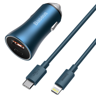 倍思（Baseus）车载充电器40W一拖二快充套装   USB/typeC双口快充套装 