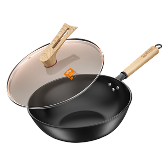 康巴赫（KBH）  匠心无涂层炒锅 炒锅 32cm 不挑炉灶锅身轻盈
