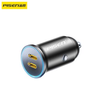 品胜/Pisen  双USB-C口金属车载充电器30W快充点烟器转换双Type-C口车充 双C口车载充电头 iphone13适用苹果14/15/16