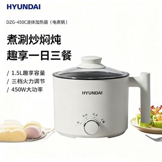 HYUNDAI  韩国现代电煮锅 电热锅电蒸锅1.5L单人不粘锅 家用小电锅三档火力一锅多用DZG-450C