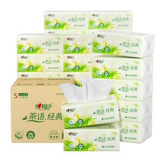 心相印  抽纸茶语经典系列家用整箱批发纸巾餐巾纸面巾纸抽取式纸抽 3层 110抽*30包
