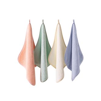 洁丽雅/Grace  珊瑚绒菠萝格毛巾  洗脸洗澡柔软吸水不掉毛方巾 四条装