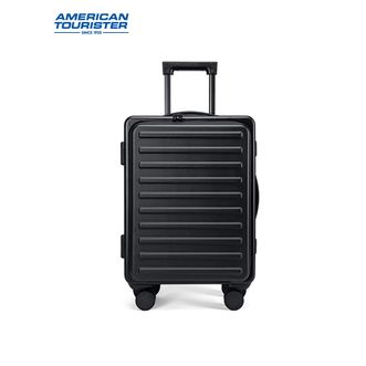 美旅/American Tourister  20英寸前开口旅行箱 PC材质单手即开方糖箱ND3*001 芥末绿/经典黑