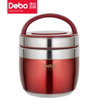 德铂（Debo）  哈里保温提锅 1.5L容量不锈钢保温饭盒双层真空保温桶上班族学生带饭盒-红色