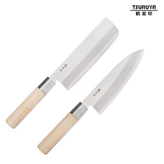 鹤家印(TSURUYA)  厨房刀具套装日式切菜刀 三得刀菜刀套装厨房切肉刀