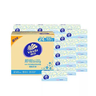 维达  抽纸细韧面巾纸家用3层100抽24包整箱纸巾实惠装餐巾纸