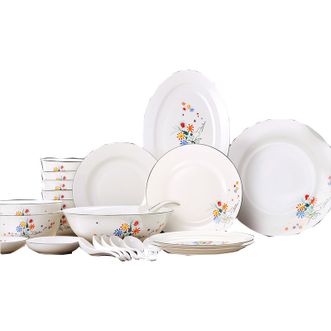 PICASSO  《友谊之花》中餐具28头家用中式碗碟盘简约时尚创意瓷器