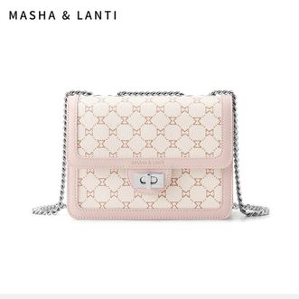 马莎兰缇/MashaLanti  高级感粉色小方包女新款链条斜挎小众设计超时尚 M213505B30352H