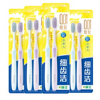 狮王（Lion）  细齿洁0.01弹力旋净牙刷2支装*4组（颜色随机发货）