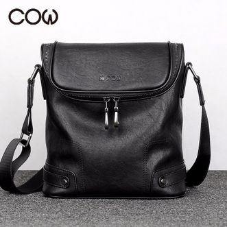 COW  青年单肩斜挎包多功能男士挎包C-9858单肩包 竖款