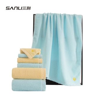 三利 纯棉芦荟护肤 柔软吸水方巾、面巾、浴巾各1条 淡黄色 三利 纯棉芦荟护肤 柔软吸水方巾、面巾、浴巾各1条 淡黄色