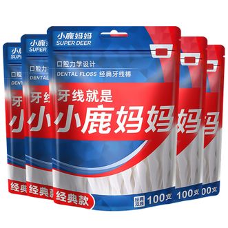 小鹿妈妈（FAWNMUM）  深层牙线 洁齿细滑牙缝护理 家庭装清洁  5袋【随身盒】500支