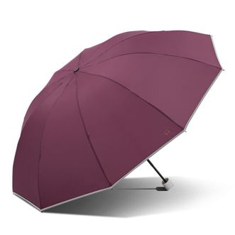 天堂伞  男/女雨伞三折 全钢双人大号商务雨伞反光条伞 30845 暗红紫