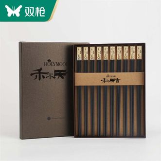 双枪（Suncha）  筷子杭州西湖三潭印月礼盒筷红酸枝木筷家用纪念贺礼伴手礼 合金印月箸（金）10双装