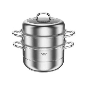 康巴赫（KBH）  蒸锅不锈钢蒸笼大容量蒸包子馒头复合底汤锅蒸煮两用锅 KBH28TB1高盖 3层28cm