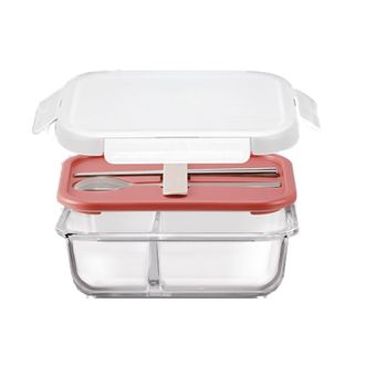乐扣乐扣  耐热玻璃便当餐盒（带餐具）专用玻璃碗保鲜盒上班族便当盒930ml   LLG991