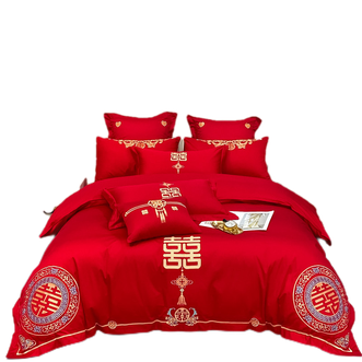 因为+所以  婚庆床品金龙瑞凤-婚庆刺绣四件套床单被套枕套 BSA-008
