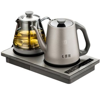 喜猪  纯钛烧水壶全自动双边上水恒温一体嵌入式茶台茶桌泡茶专用【99.8%纯钛】1L烧水壶+1L蒸茶壶