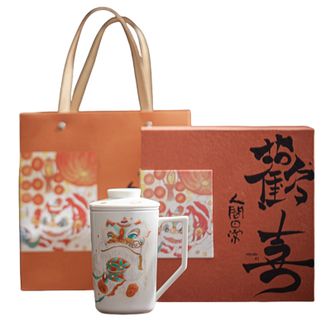 宏裕  尚白陶瓷办公杯400ml容量杯子 全瓷内胆轻松过滤 双用杯盖可放茶滤水杯礼盒装