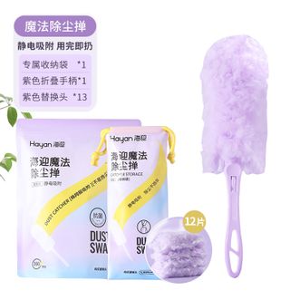 海迎/HAYAN  静电除尘掸可折叠替换灰尘清理鸡毛掸子毛发清理神器双面吸附不扬尘家用扫灰一次性除灰掸