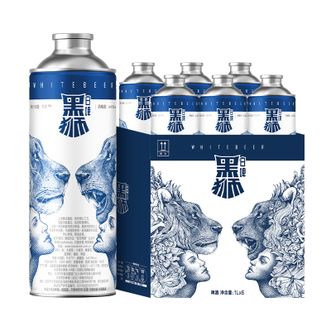 雪花  啤酒（Snowbeer） 黑狮白啤1L*6马口铁整箱装 全麦芽比利时风味白啤