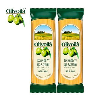 欧丽薇兰  意大利面条500g*2家用速食拌面杜兰小麦
