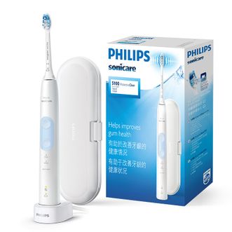飞利浦（PHILIPS）电动牙刷 HX6859  健康护龈 力度感应 含牙刷盒 3种模式 6倍清除牙菌斑 蓝白色
