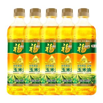 福临门  黄金产地玉米油  非转基因压榨  植物油玉米胚芽油  900ml*5瓶