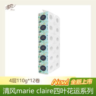 清风  四叶花运系列4层加厚纸巾110克12卷/提双面浮雕工艺蓬松如云的触感