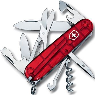 维氏（VICTORINOX）  瑞士军刀攀登者多功能刀折叠刀具 1.3703.T 透明红
