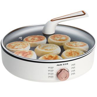 奥克斯  电饼铛家用单面加热煎烤深盘麦饭石色不沾锅烙饼煎饼加大加深多功能可配蒸笼 单面电饼铛
