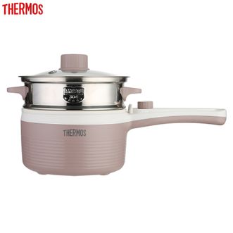 膳魔师（THERMOS）  1.5L长手柄电煮锅电蒸锅电火锅电炒锅多功能锅 宿舍煮面煮粥煲汤蒸蛋器涮锅多用途锅煎炒锅料理锅电炖锅煮面锅电热锅EHA-4311A-SP棕色