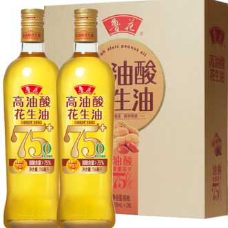 鲁花  5S物理压榨 高油酸花生油750ml*2简装礼盒 -浓香纯正 0反式脂肪 高品质