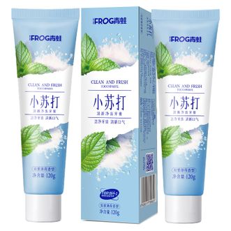 青蛙  成人牙膏（3支装）小苏打清新净齿牙膏120g清新口气防蛀固齿双重薄荷香型