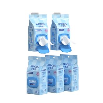 安慕斯（Anmous）  纯水挂抽除菌湿厕纸80抽*5提A-CSSCZG80-5
