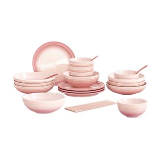 温仑山/VELOSAN  釉下彩景德镇陶瓷餐具 渐变落樱粉--精美礼盒装* 30件套