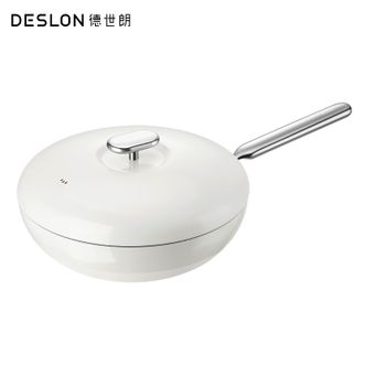 德世朗（DESLON）  小满系列钛陶瓷不粘炒锅 30cm家用炒菜锅厨房烹饪炒锅 白色