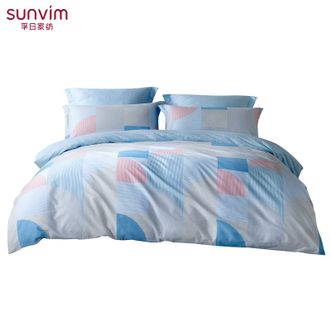 孚日家纺/sunvim  蒙田大道抗菌四件套 40S优质全棉简约时尚床品套件 床单枕套被套200cm*230cm四件套