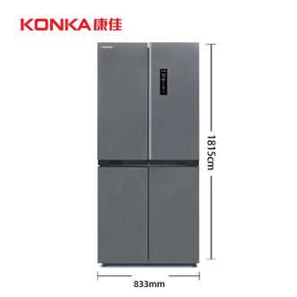 康佳/Konka  BCD-463WUP4-VP 双十五天生态原鲜十字四门嵌入家用冰箱烟波灰钢化玻璃463升大容积