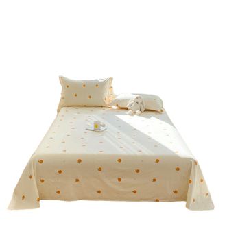 宜恋  【全棉床单ins风】奶油白小清新 单人160×230cm 慵懒治愈系 甜橙