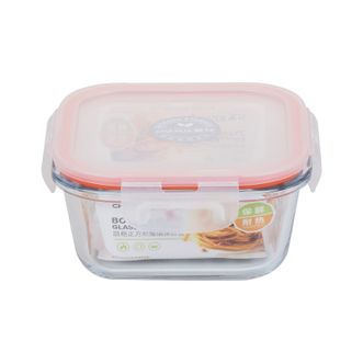 茶花（CHAHUA）  晶格正方形玻璃保鲜盒750ml饭盒可微波炉加热专用保鲜保温便当学生带盖餐盒密封001004(颜色随机发)