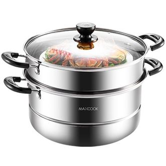 美厨（MAXCOOK）  精惠系列28CM双层蒸锅不锈钢可视盖蒸煮锅汤锅炖锅明火电磁炉通用锅MDZ-28
